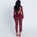 New autumn sexy lace hot girl perspective hollow out backless lace high waisted slim fit suit pants