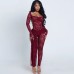 New autumn sexy lace hot girl perspective hollow out backless lace high waisted slim fit suit pants