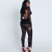 New autumn sexy lace hot girl perspective hollow out backless lace high waisted slim fit suit pants