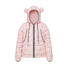 Cute Bear All-Over Star Print Color-Blocking Hooded Cotton Coat Thick Loose Fit Cute Bear All-Over Star Print Color-Blocking Hooded Cotton Coat Thick Loose Fit