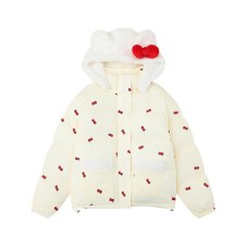 Cute Bow Print Cartoon Fluffy Cotton Coat Warm Thick Cotton Cute Bow Print Cartoon Fluffy Cotton Coat Warm Thick Cotton