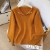 Chic Orange Knit Sweater with Half-Open Collar for Women