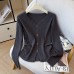 Chic Long Sleeve Sweater with Small V-Neck Knit Top 
