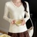 Long Sleeve Knit Sweater with Embellished Lace Collar and Beaded Sleeves