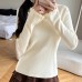 Long Sleeve Knit Sweater with Embellished Lace Collar and Beaded Sleeves