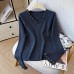 Long Sleeve Knit Sweater with Embellished Lace Collar and Beaded Sleeves