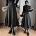 Mid-length woolen skirt for women high waist
