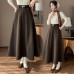 Mid-length woolen skirt for women high waist