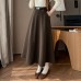Mid-length woolen skirt for women high waist