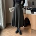 Mid-length woolen skirt for women high waist