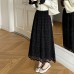 Mid-length lace skirt with warm lining, flared silhouette