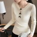 Chic Long Sleeve Knit Top for Women with Embellished Lace Chic Long Sleeve Knit Top for Women with Embellished Lace