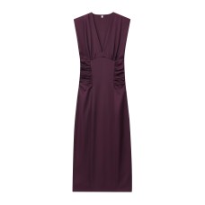 Light mature wind pleated V-neck sleeveless dress Light mature wind pleated V-neck sleeveless dress