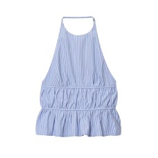 Hot girl striped halter neck sleeveless top