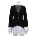 Elegant V-Neck Fitted Ruffle Patchwork Single-Breasted Mock Two-Piece Dress