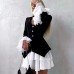 Elegant V-Neck Fitted Ruffle Patchwork Single-Breasted Mock Two-Piece Dress