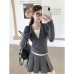 Unique Color-Blocked Buttoned False Two-Piece Long Sleeve Top