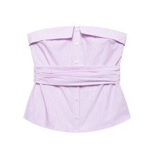 Short strapless striped top
