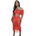 Urban Fashion Sexy Sheer Knit Crochet Fringe Beach Set