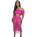 Urban Fashion Sexy Sheer Knit Crochet Fringe Beach Set