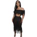 Urban Fashion Sexy Sheer Knit Crochet Fringe Beach Set
