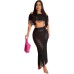 Urban Fashion Sexy Sheer Knit Crochet Fringe Beach Set