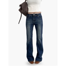 Flared Jeans for Women, Low Waist, Slim Fit, Stretchy Casual Pants Flared Jeans for Women, Low Waist, Slim Fit, Stretchy Casual Pants