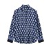Geometric pattern printed shirt+pants set