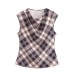 Irregular plaid vest top