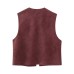 Embroidered suede texture effect vest