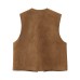 Embroidered suede texture effect vest