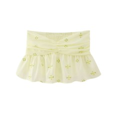 Short embroidered strapless top