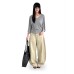 Khaki Knife-Edge Denim Pants for Women with One-Piece Pocket