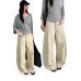 Khaki Knife-Edge Denim Pants for Women with One-Piece Pocket
