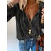 Chic Loose-Fit Printed  Style Lace Top with Solid Color, Crew Neck Design