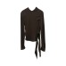 Irregular Tie-Back Hooded Long Sleeve Top for Women