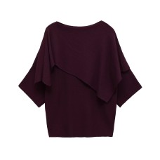Elegant style flat needle layer with hanging long sleeved top