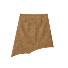 Retro style leather asymmetrical MIDI skirt