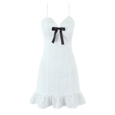New Women's Fashionable Classic Bow Lace Trim Strap Dress