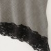 Asymmetric design lace patchwork stand up collar sleeveless top