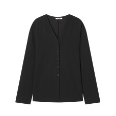 V-neck front button top