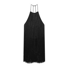 New Women's Fashion Velvet Fringe Strap Neck Top