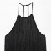 New Women's Fashion Velvet Fringe Strap Neck Top