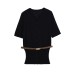 Short sleeved belt knitted top for women's clothing