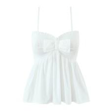 Style Women's New Fashion Sweet Bow Ruffle Strap Top
