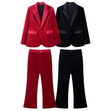 Two tone velvet suit set
