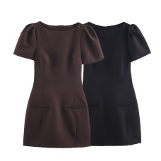 Pleated pocket dress for women's clothing