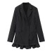 Ruffled hem double breasted striped suit