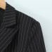 Ruffled hem double breasted striped suit