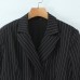Ruffled hem double breasted striped suit